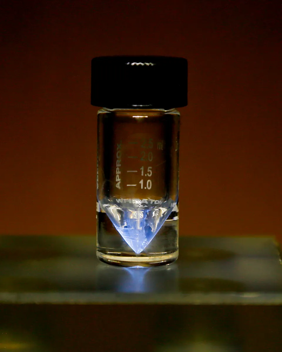 Glowing actinium sample