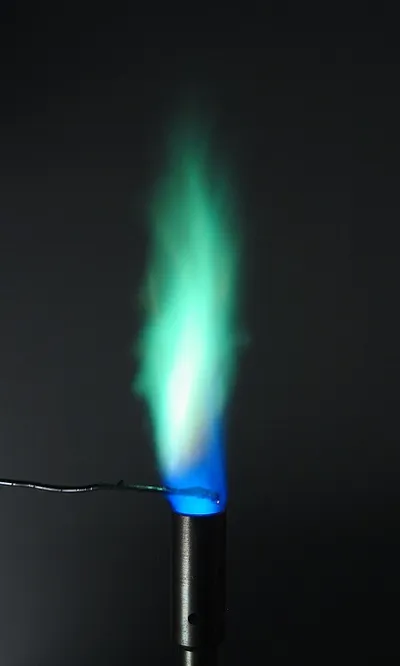 Copper flame test (blue-green)
