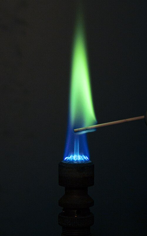 Boron flame test (bright green)