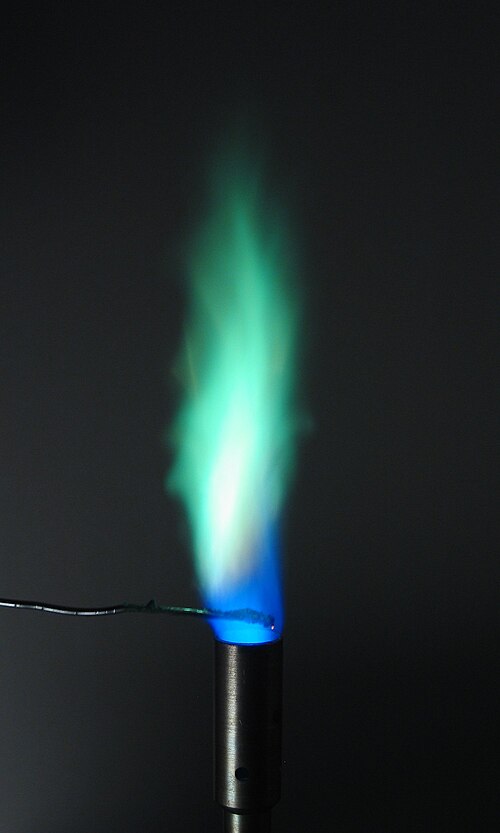 Copper flame test (blue-green)