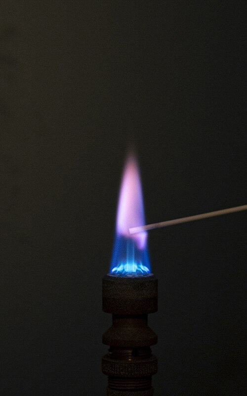 Potassium flame test (violet/lilac)