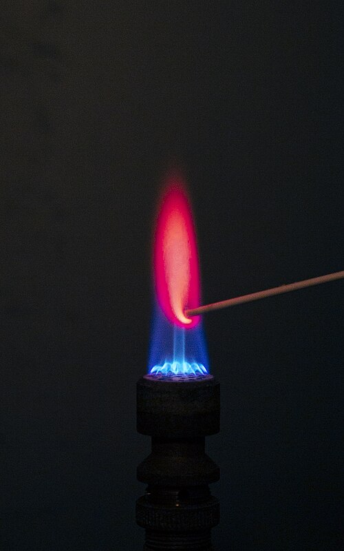 Lithium flame test (crimson red)