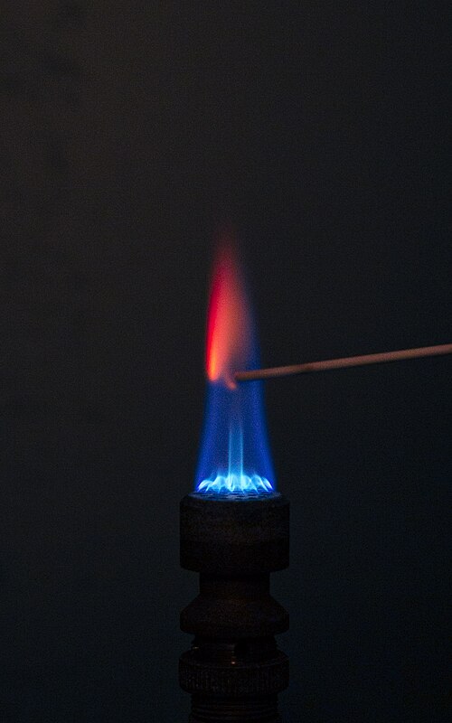 Strontium flame test (crimson red)